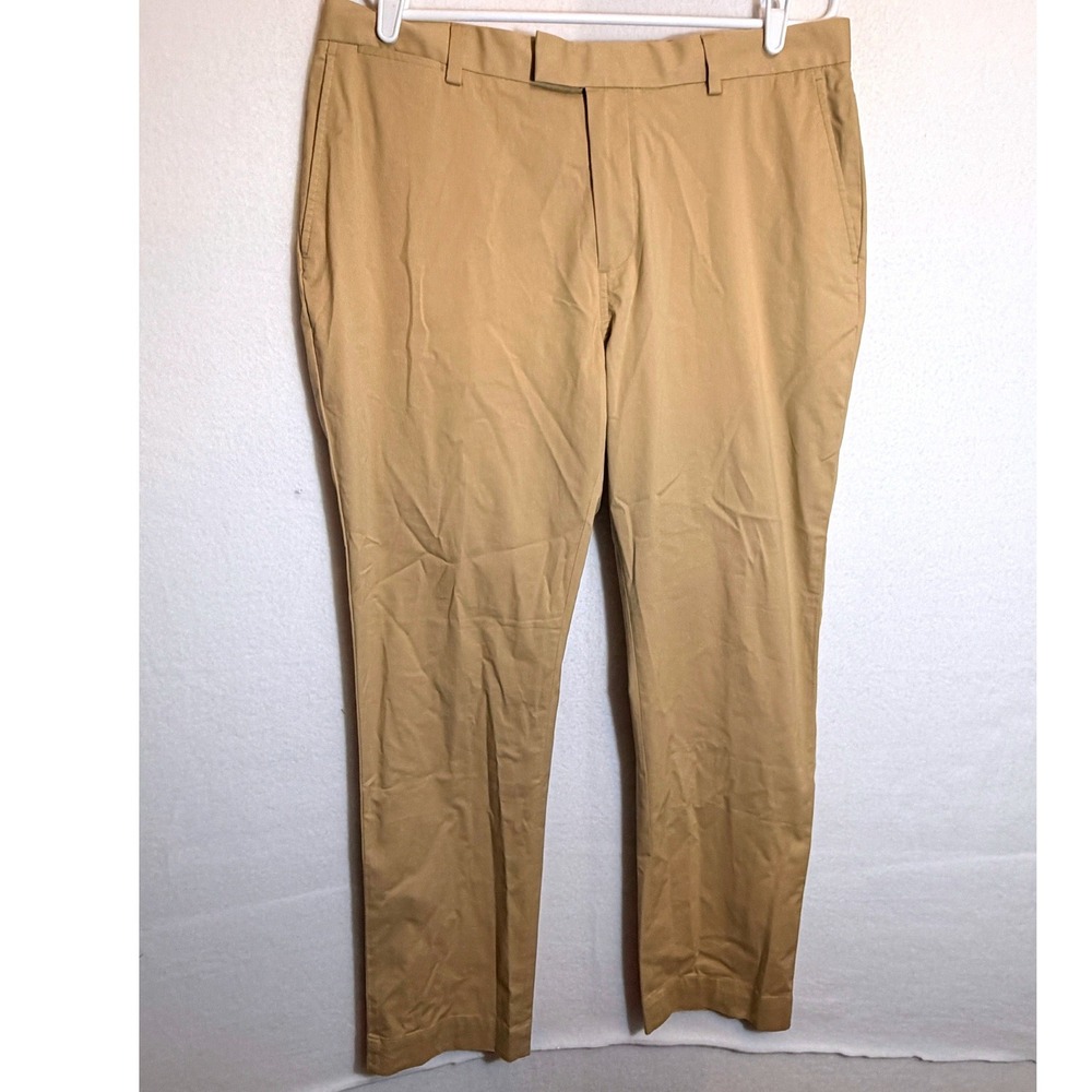 Brooks Brothers Mens‎ Khaki Tan Chino Dress Pants 36x32 Cotton Blend Stretch